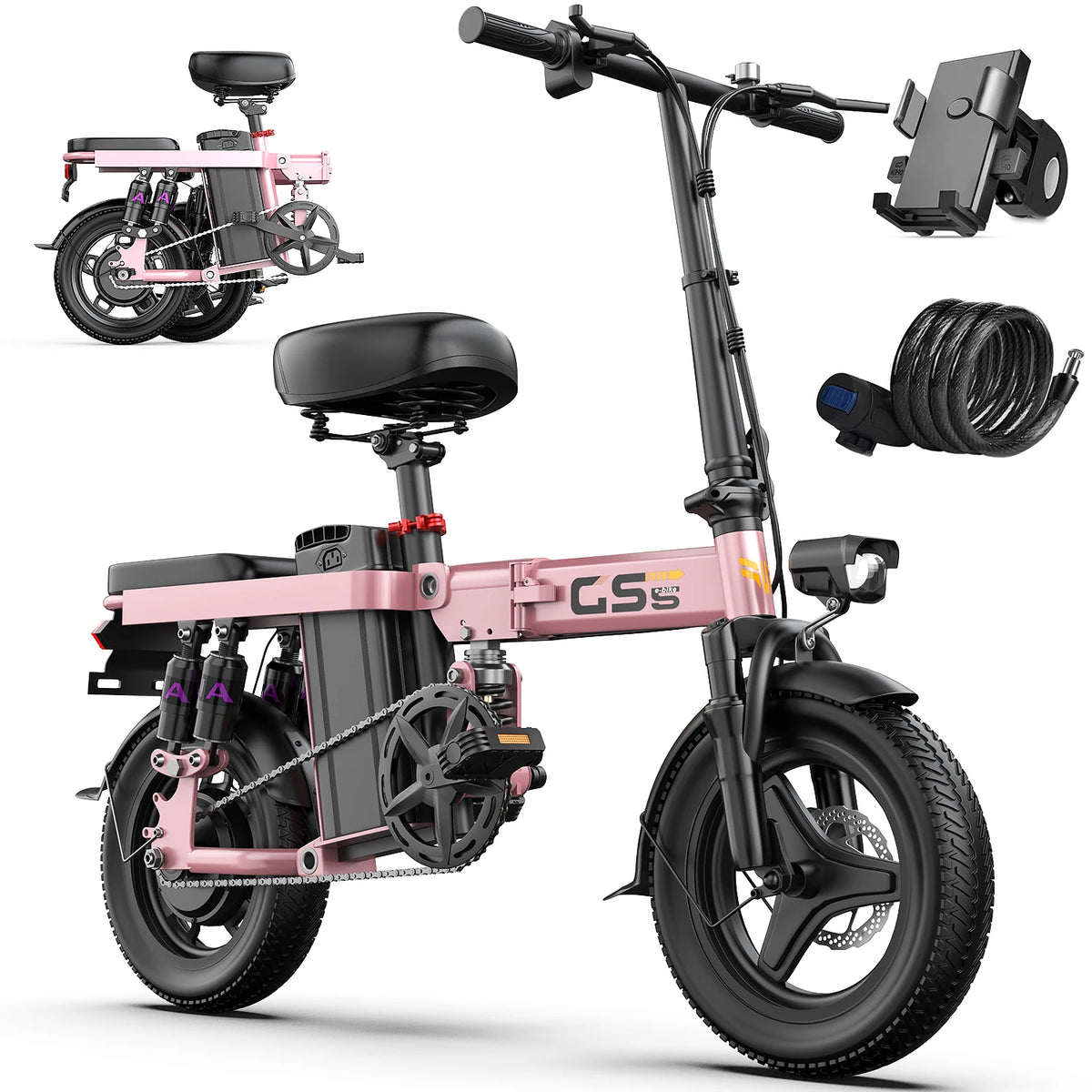 UPlee GS5 48V 15Ah Folding Electric Bike 35 Miles Range