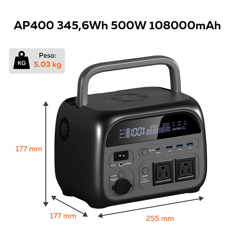 CTOLITY AP400 500W Portable Power Station 345.6Wh LiFePO4 Battery