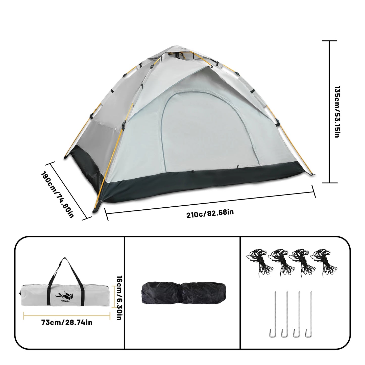 Pakicetus Family Camping Tent Windproof Easy Setup