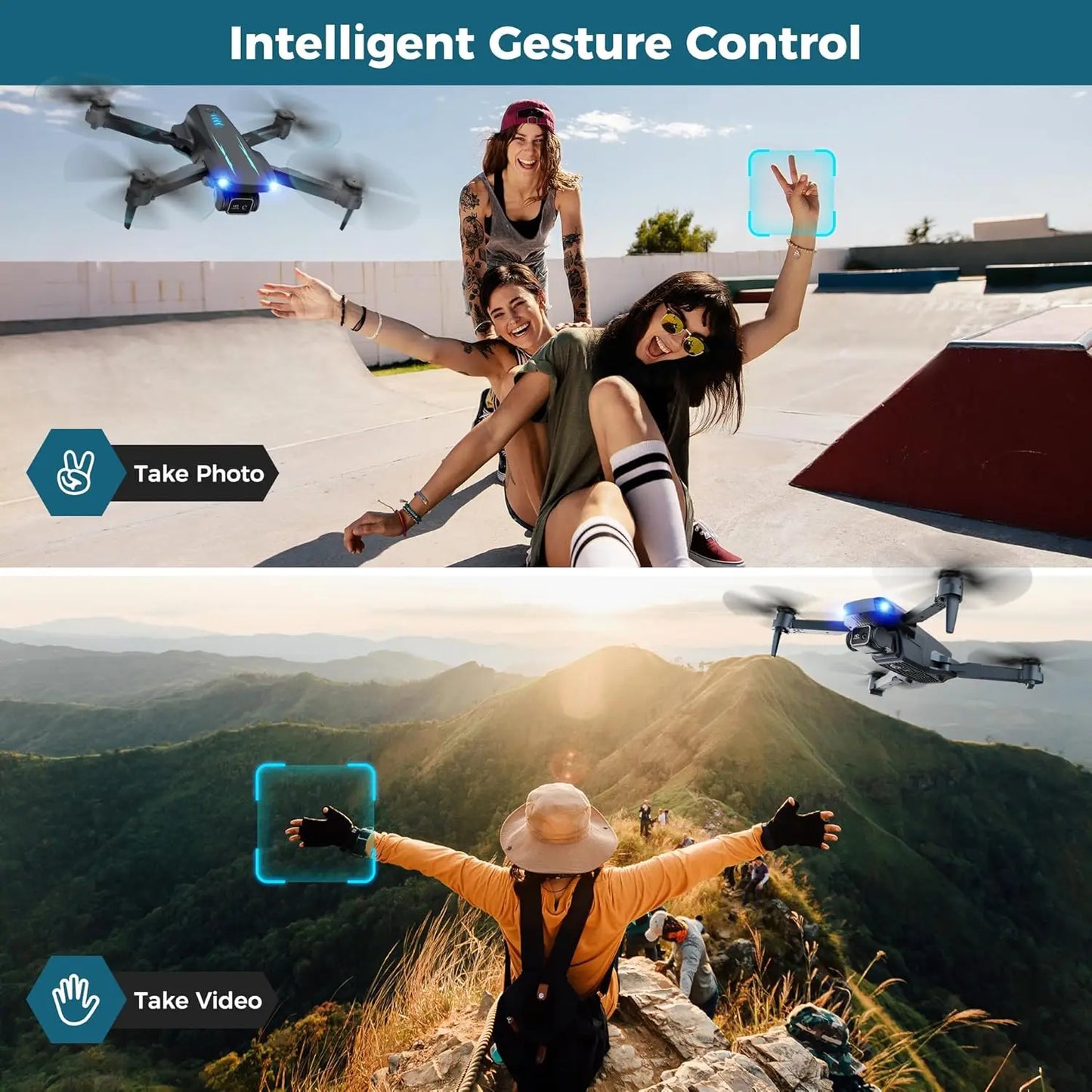 1080P FPV Camera Drone Altitude Hold Gesture Selfie 3D Flip