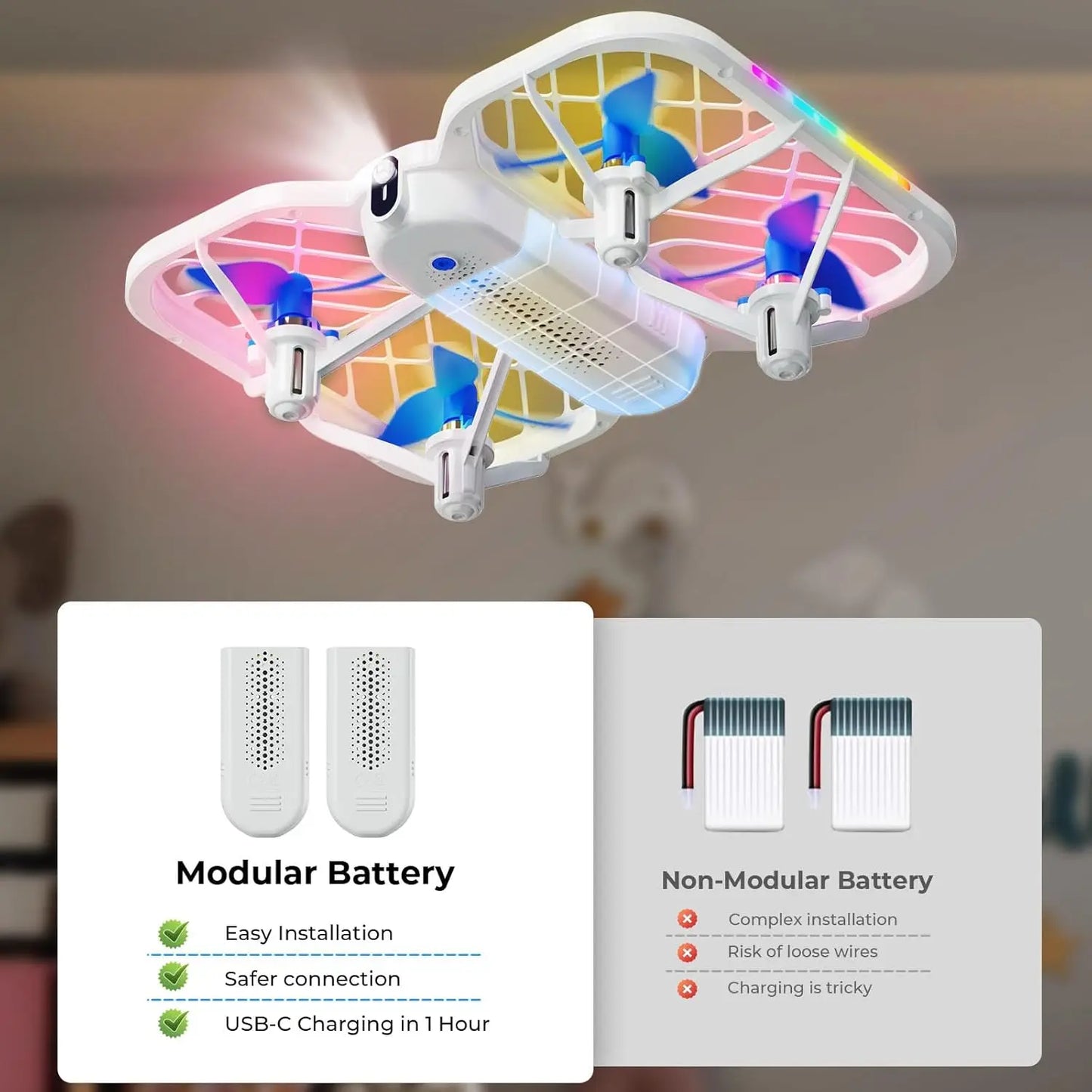 Kids Beginner Indoor Drone With Propeller Guard And Altitude Hold