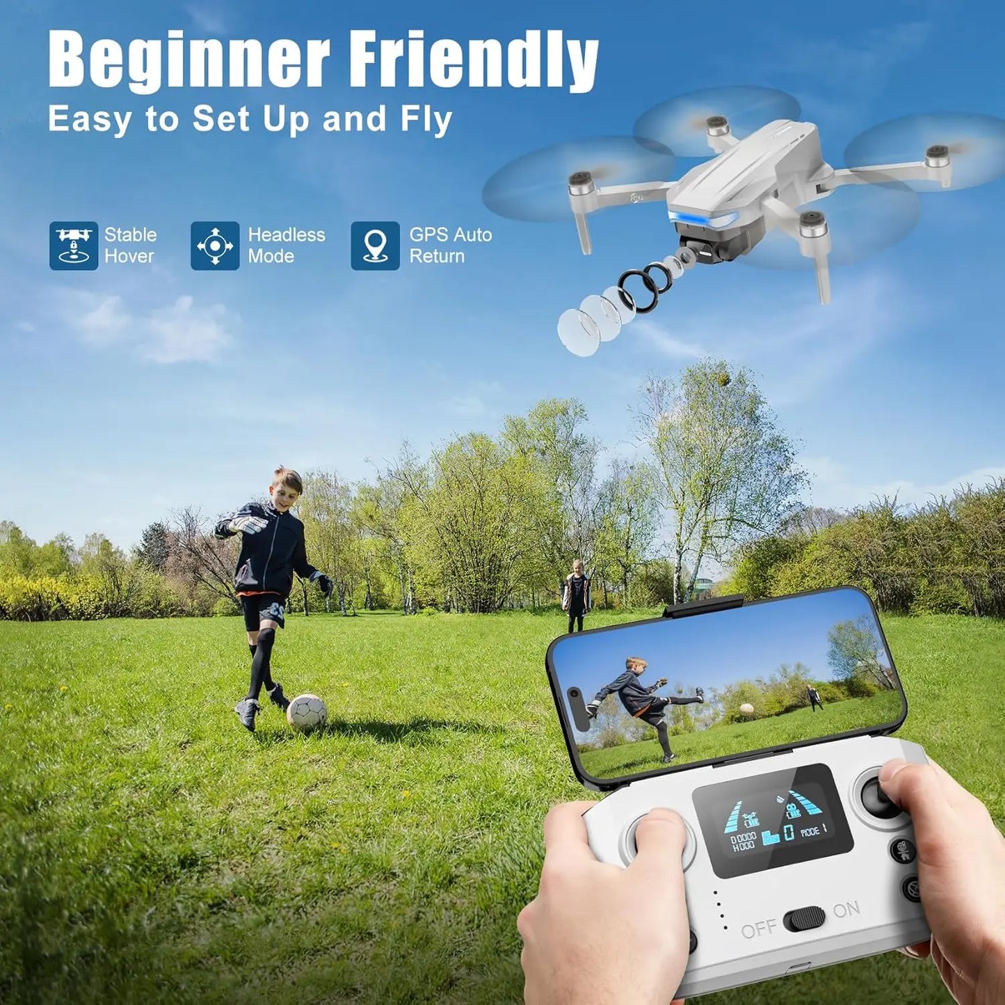 4K Camera Drone With GPS Return Foldable 48 Min Flight