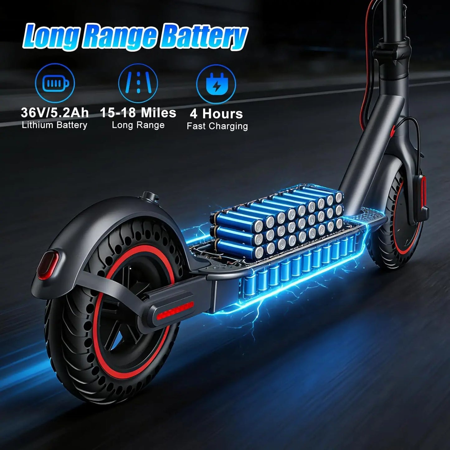 350W Motor Folding Electric Scooter For Adults 36V 5.2AH Battery Rang 8.5'' Solid Tire 18MPH 15Miles Long Range APP Control
