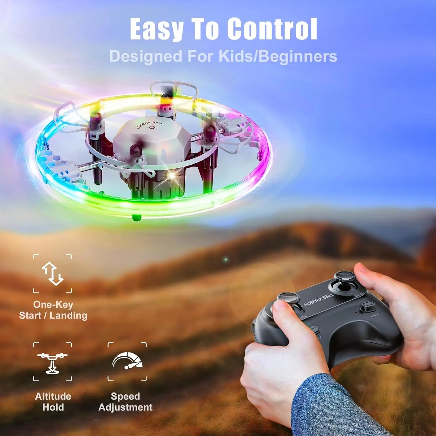HighPerformance RC Drone for Kids LED Lights 360 Flip
