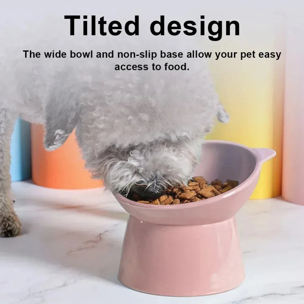 AHTOSKA Tilted Raised Cat Bowl With Stand Anti Choking Feeder