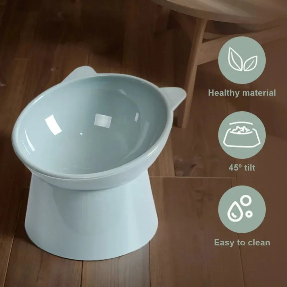 AHTOSKA Tilted Raised Cat Bowl With Stand Anti Choking Feeder