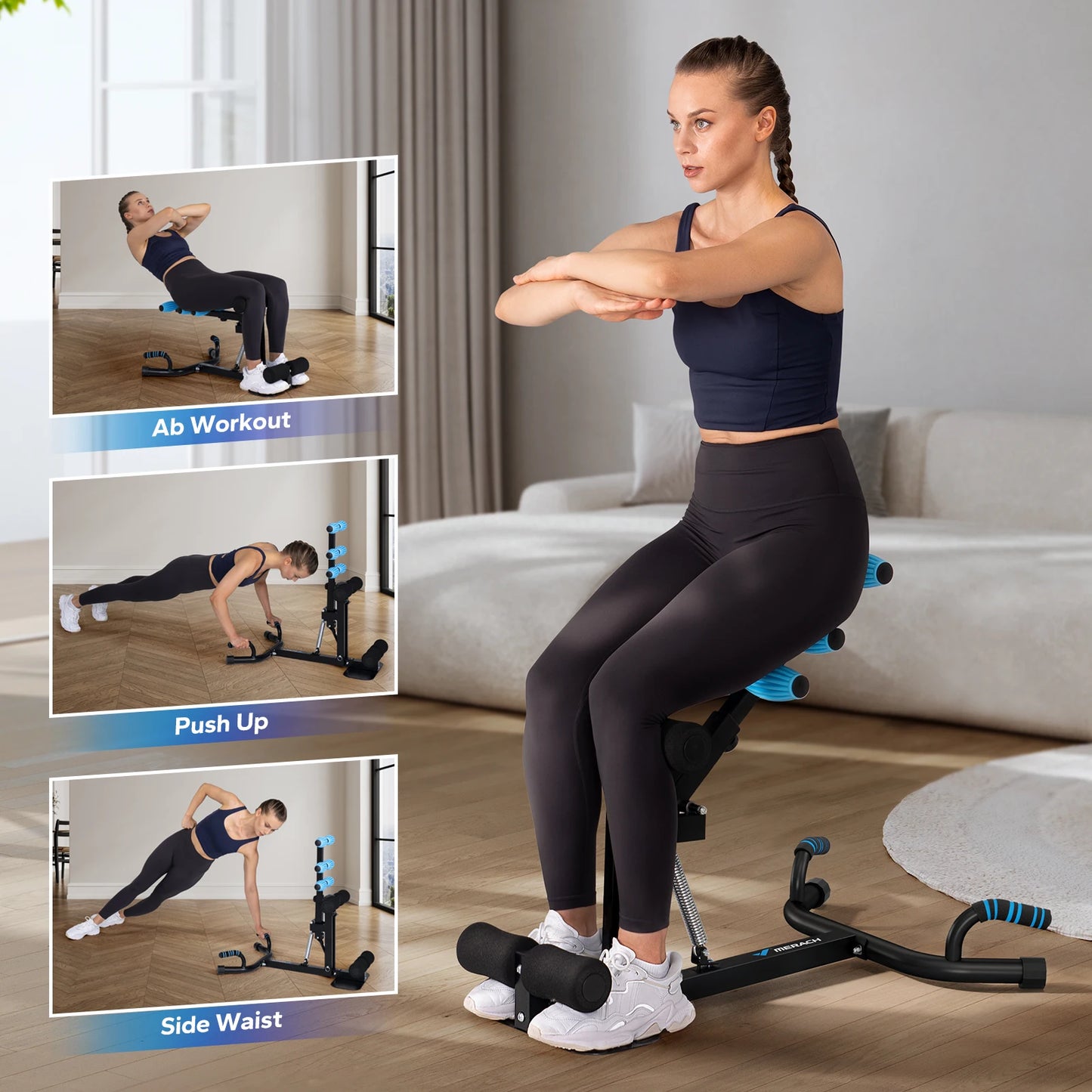 MERACH Deep Squat Machine Adjustable Glutes Trainer For Leg Core Workouts