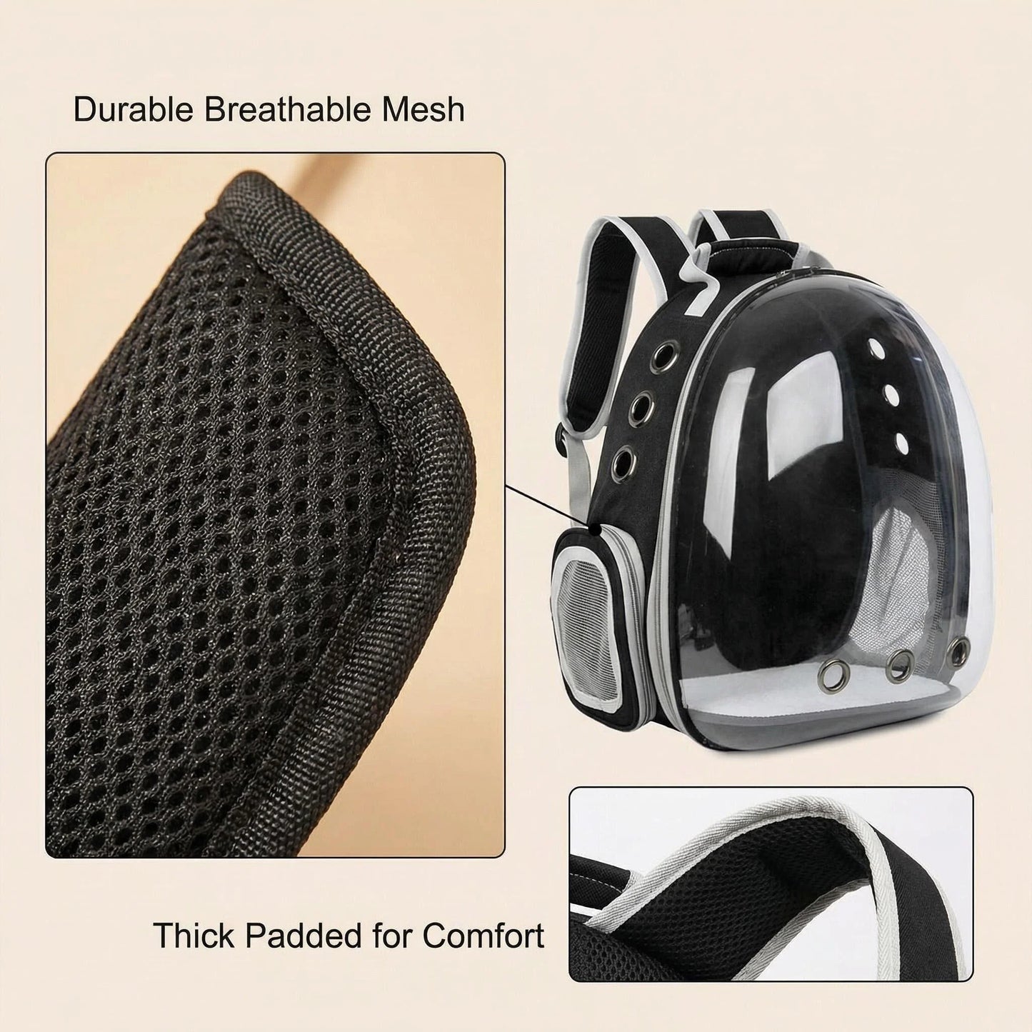 Transparent Cat Carrier Backpack Clear Dome Space Capsule Vet Visits