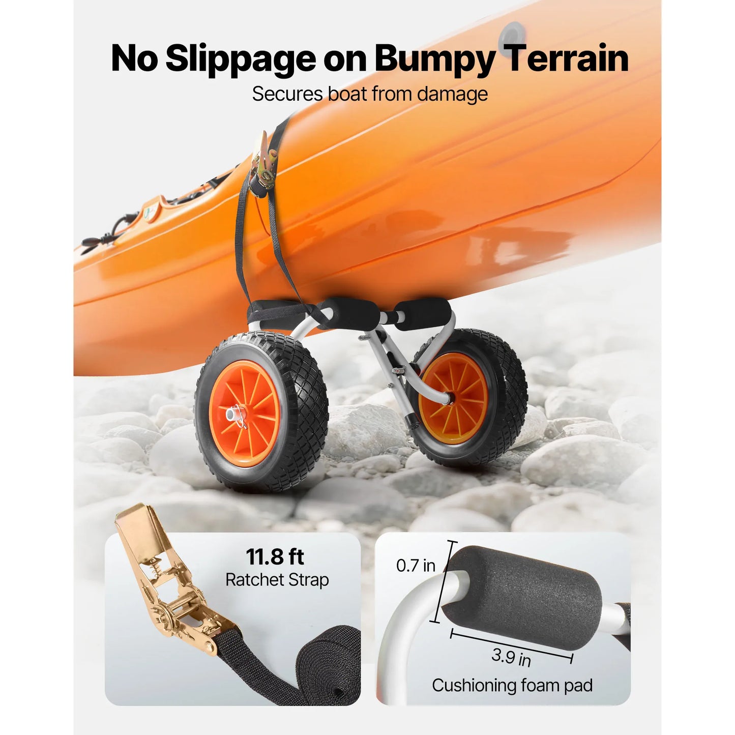 SucceBuy Folding Kayak Cart 200 Lb Capacity With 10in Wheels