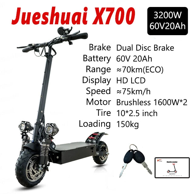 Jueshuai Outdoor Electric Scooter 1000W To 6000W Off Road Foldable