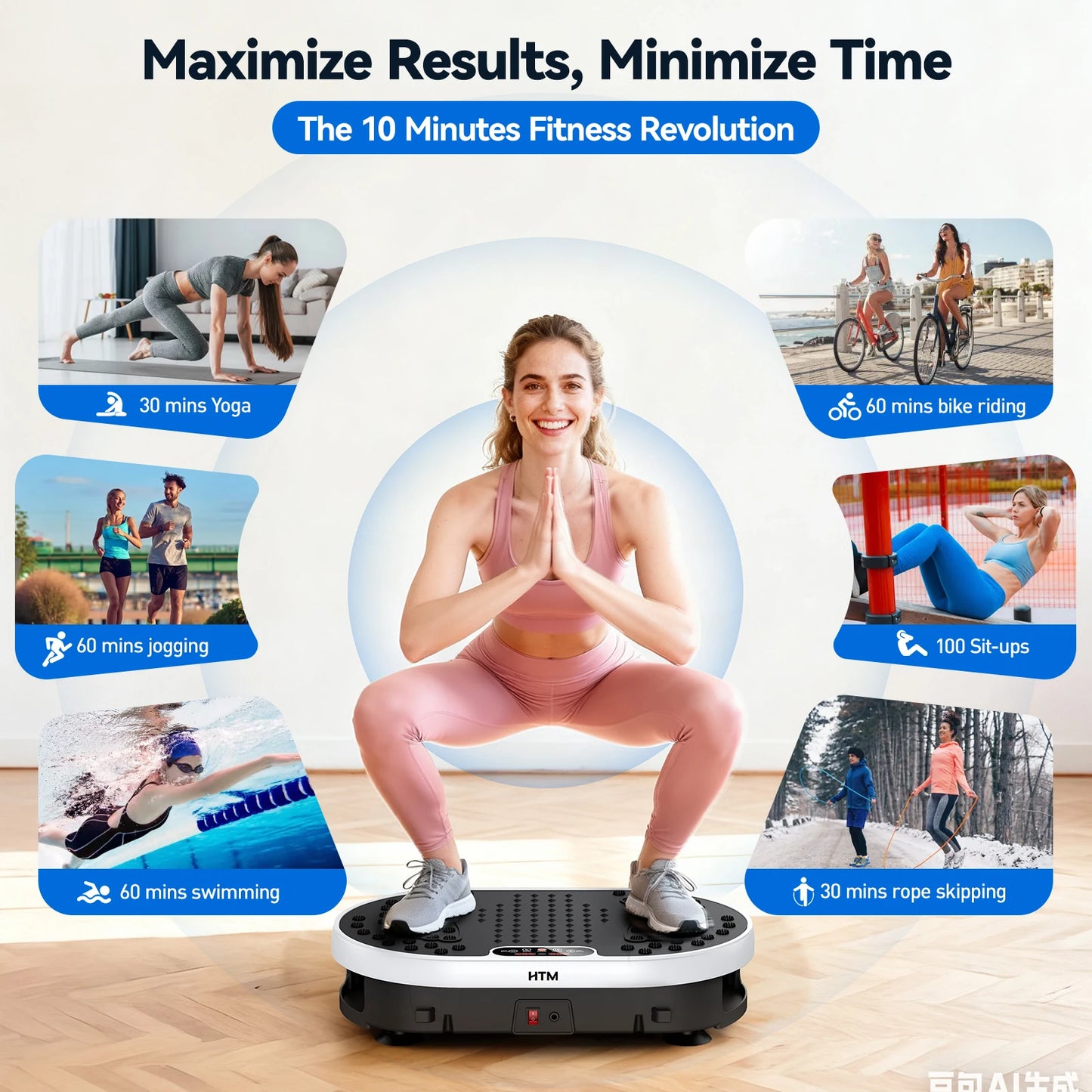 HTMM High Frequency Vibration Plate Fitness Platform With Remote Control