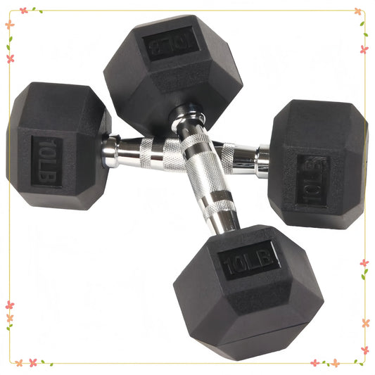 Rubber Encased Hex Dumbbells For Home Gym Strength Training