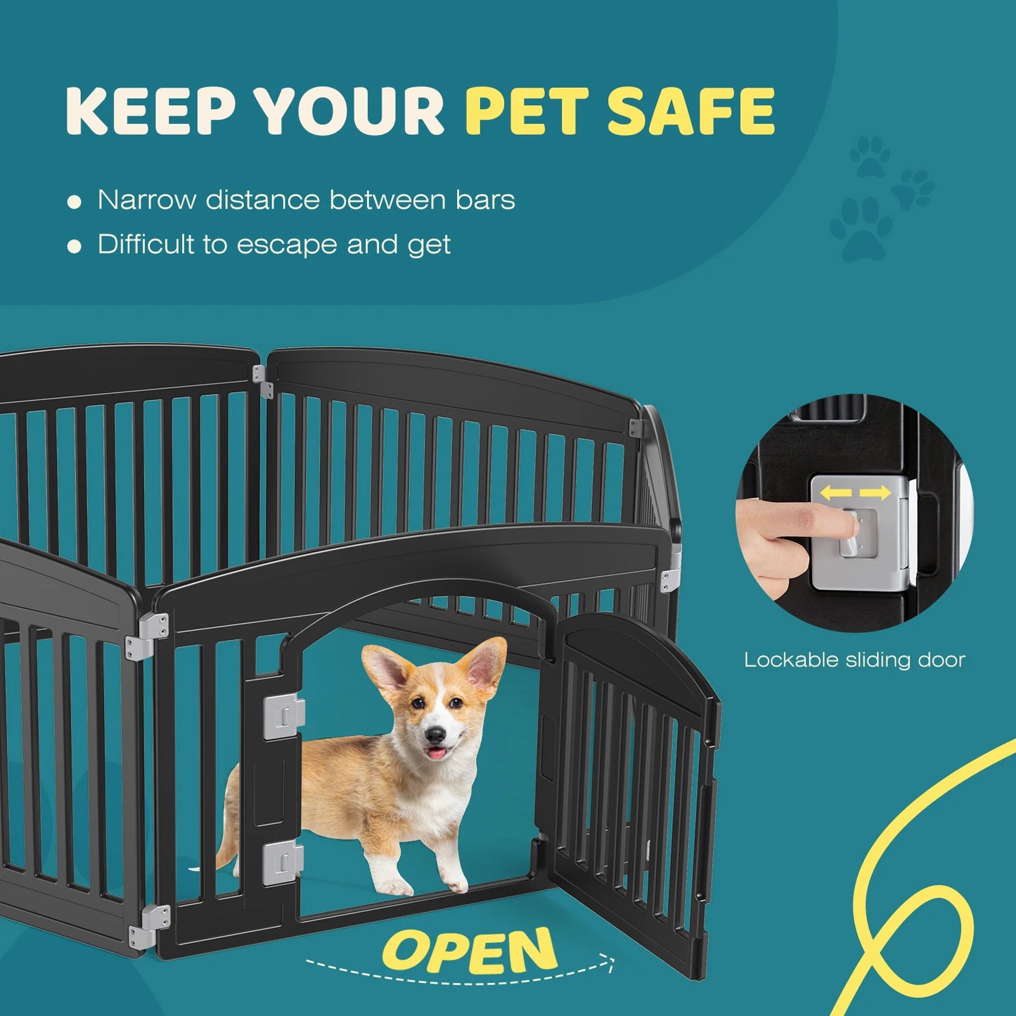 JHK Plastic Dog Playpen 6 Panel Durable Indoor Outdoor Fence