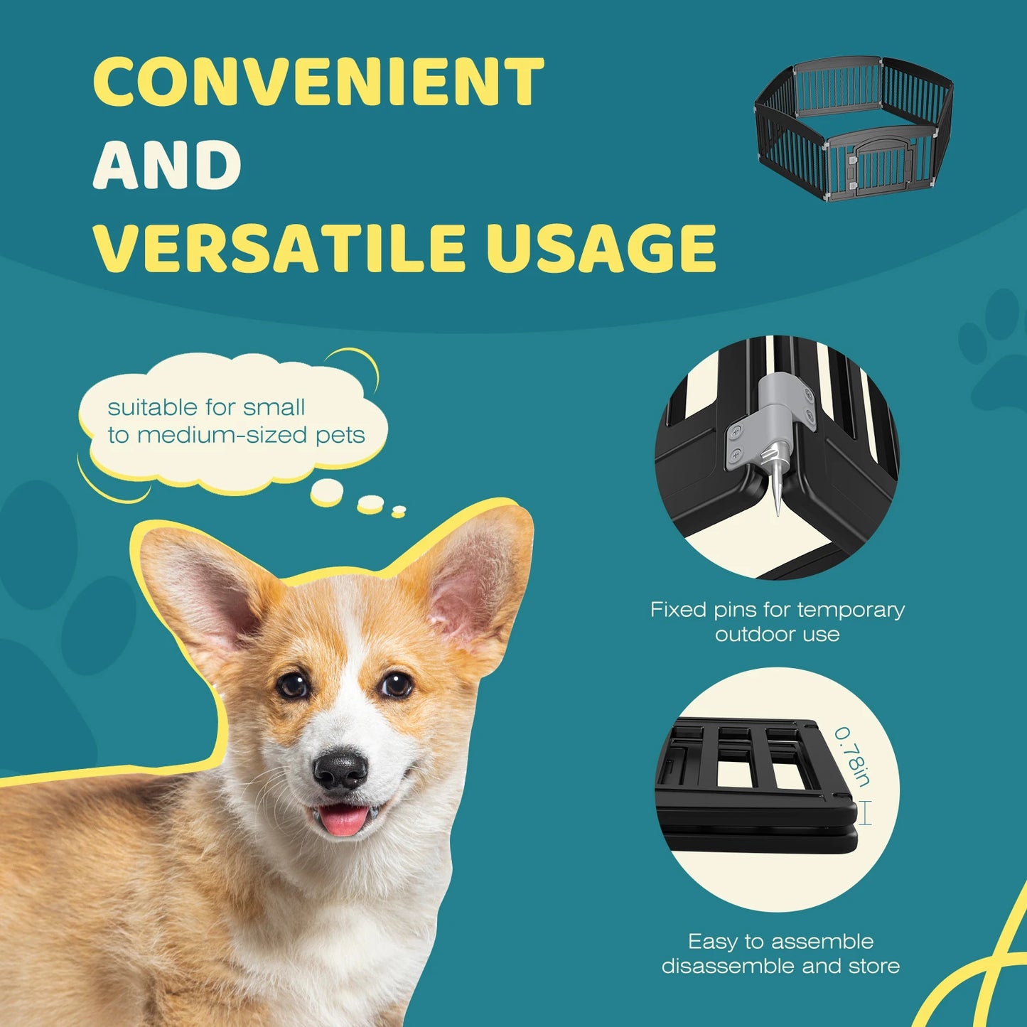 JHK Plastic Dog Playpen 6 Panel Durable Indoor Outdoor Fence