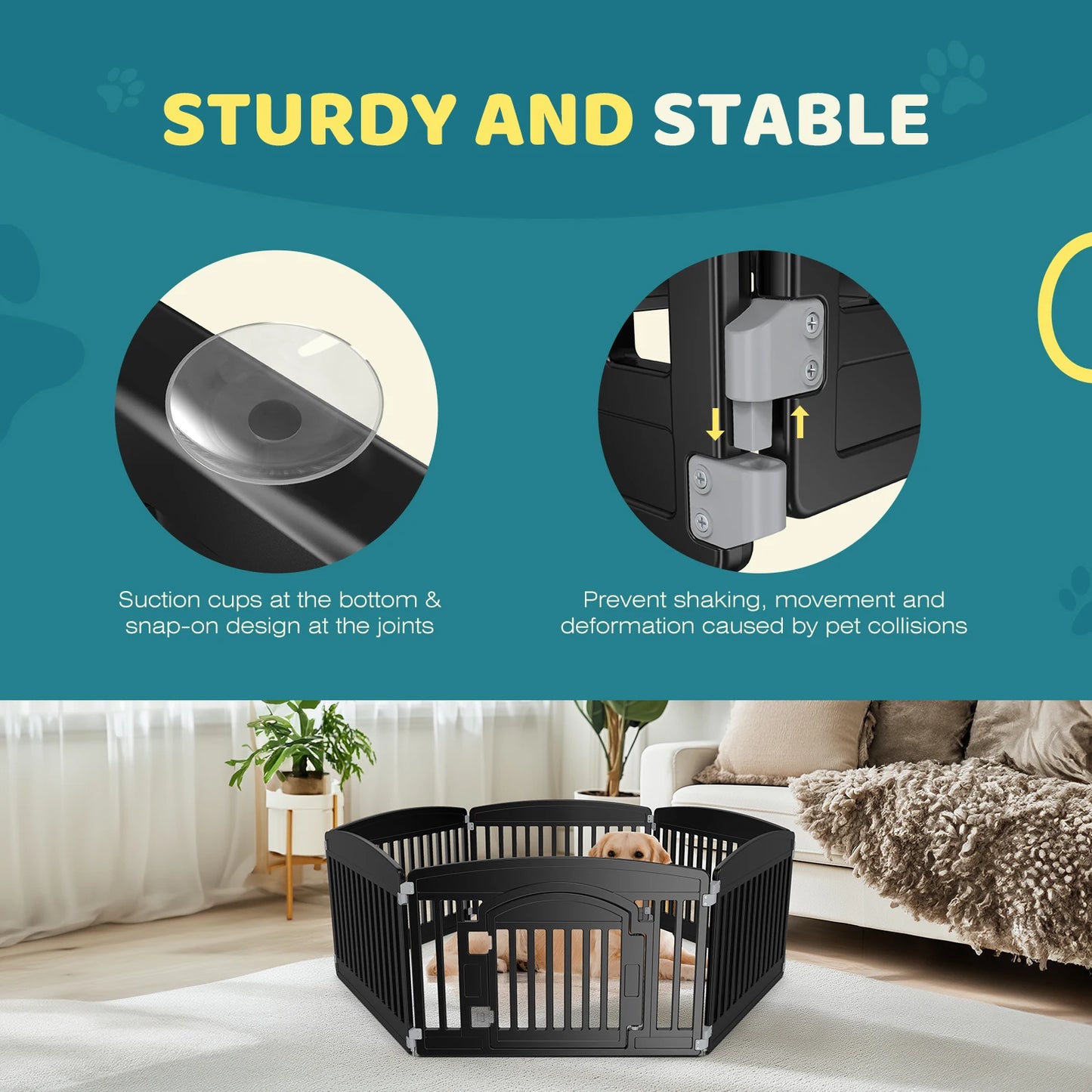 JHK Plastic Dog Playpen 6 Panel Durable Indoor Outdoor Fence