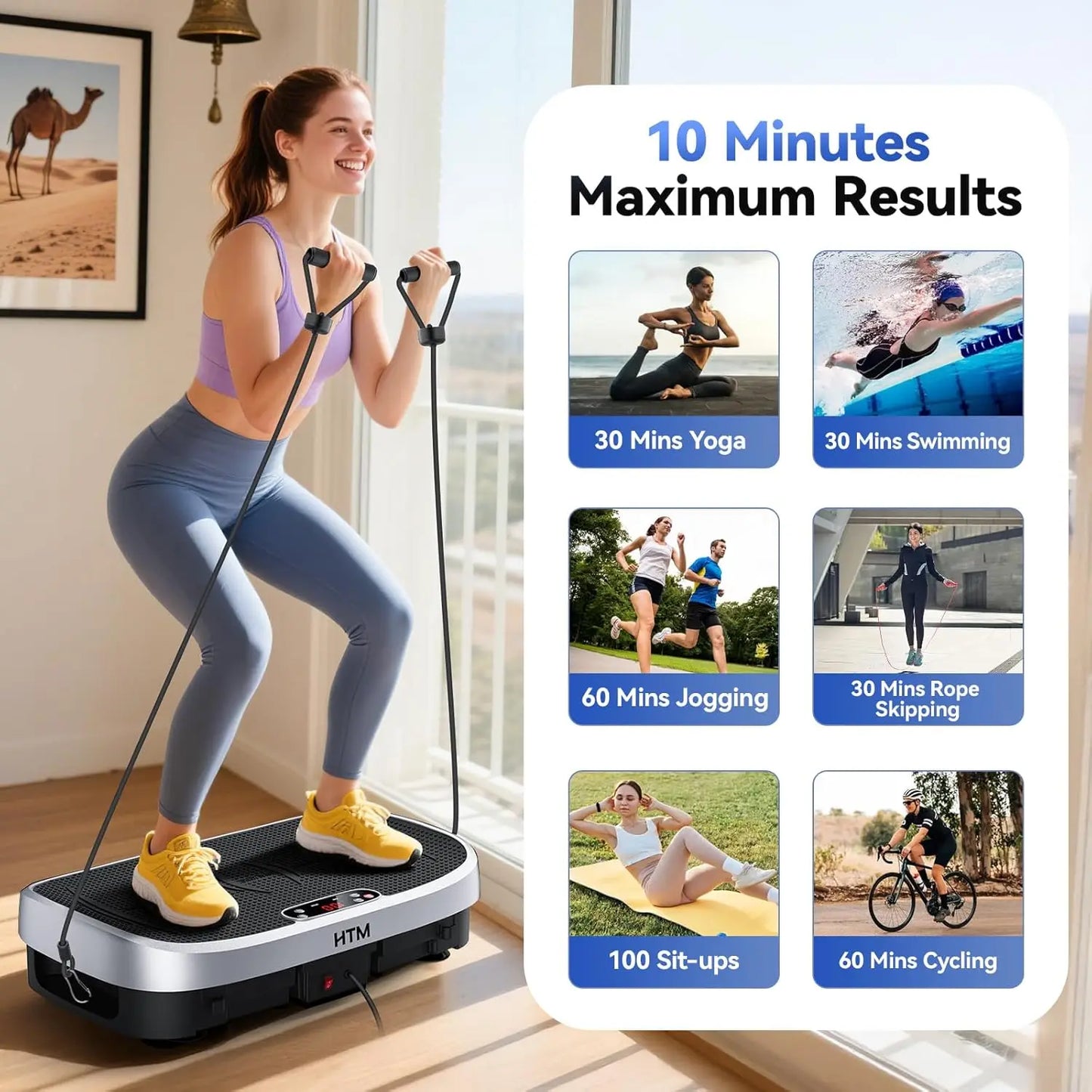 HTM Silent Vibration Plate Exercise Machine Whole Body 120 Levels