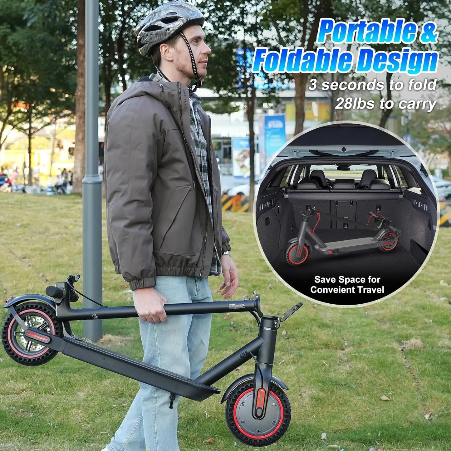 350W Motor Folding Electric Scooter For Adults 36V 5.2AH Battery Rang 8.5'' Solid Tire 18MPH 15Miles Long Range APP Control