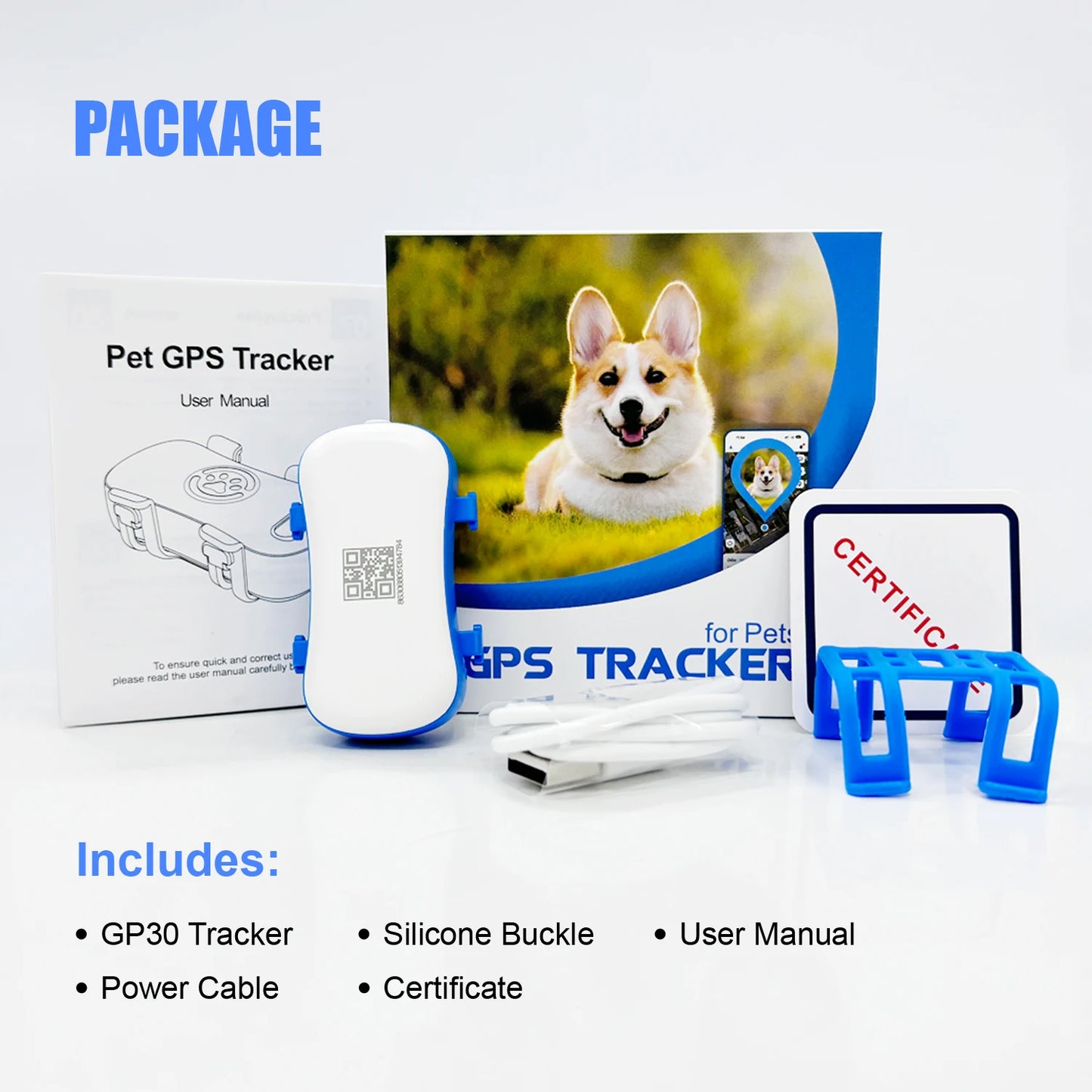 WANWAYTECH GPS Pet Tracker For Dogs And Cats Real Time Tracking 1 Year Service