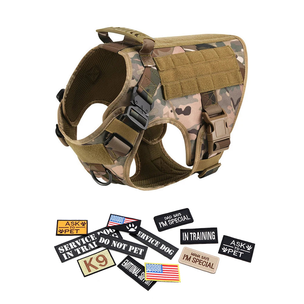PETRAVELCN Military Dog Harness Vest With Leash Patch Set