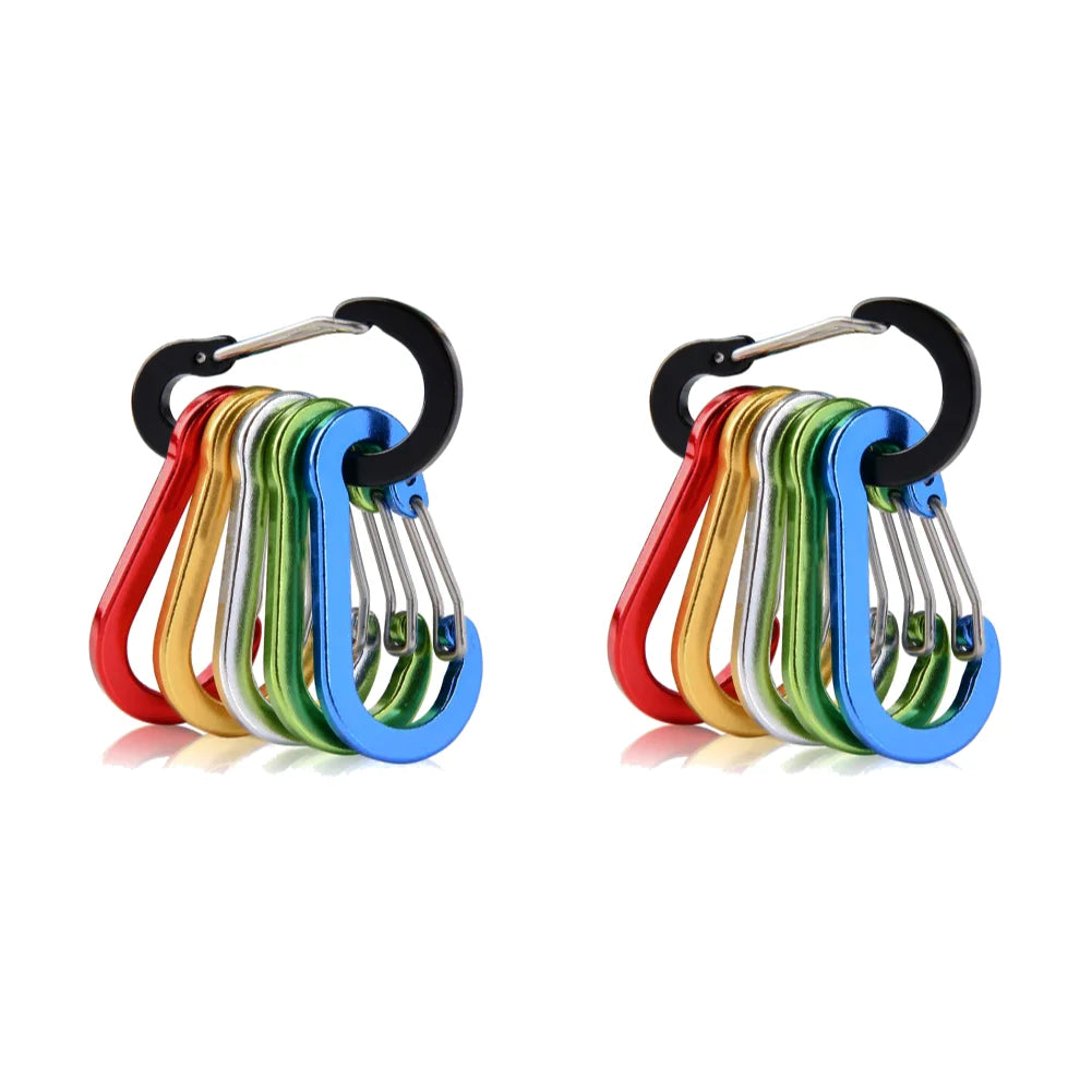 Aluminum Alloy Carabiner Keychain 6Pcs Outdoor Camping Climbing Gear