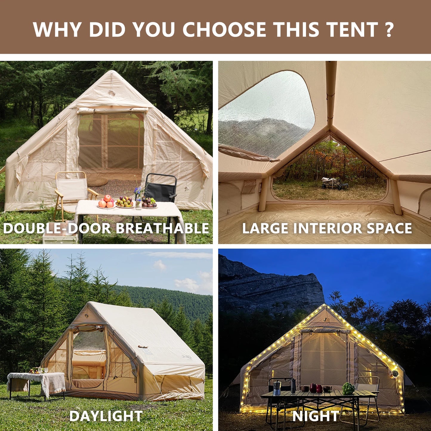 Pakicetus Inflatable Tent With Skylight Quick Setup Four To Six