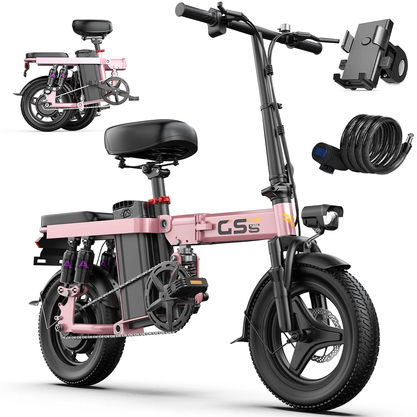UPlee GS5 48V 15Ah Folding Electric Bike 35 Miles Range