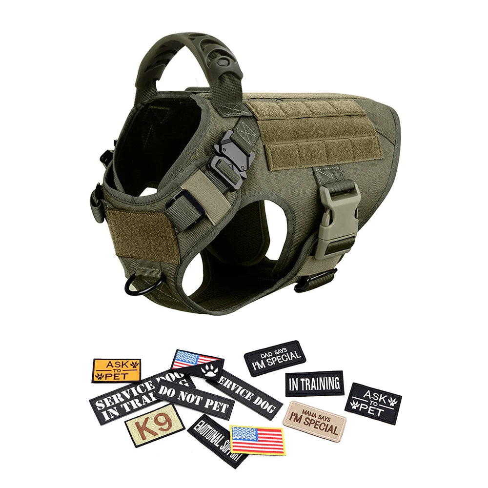 PETRAVELCN Military Dog Harness Vest With Leash Patch Set