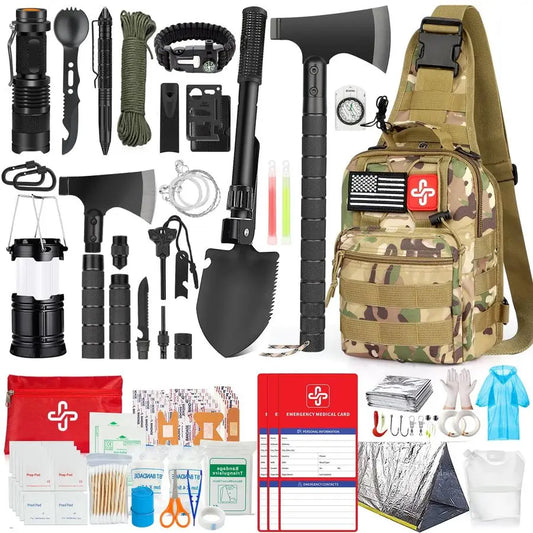 262 Piece Survival Kit With First Aid Pouch Crossbody Bag