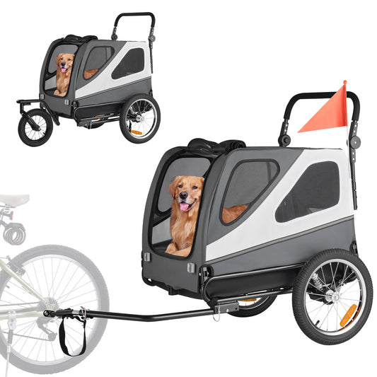 Dog Bike Trailer 2-In-1 Pet Stroller Carrier 100 Lbs