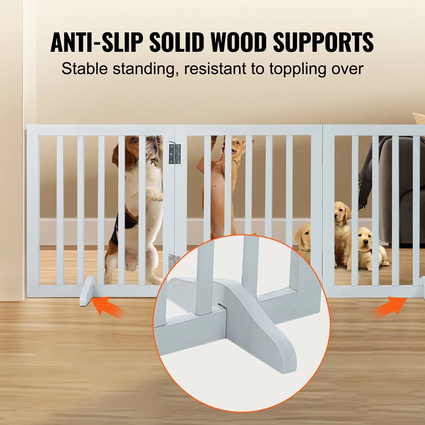SucceBuy Free Standing Dog Gate Three Panel Foldable Pet Barrier