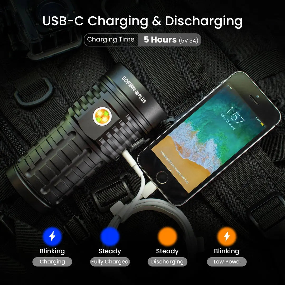 Sofirn Q8 Plus LED Flashlight 16000lm Anduril 2.0 USB Rechargeable