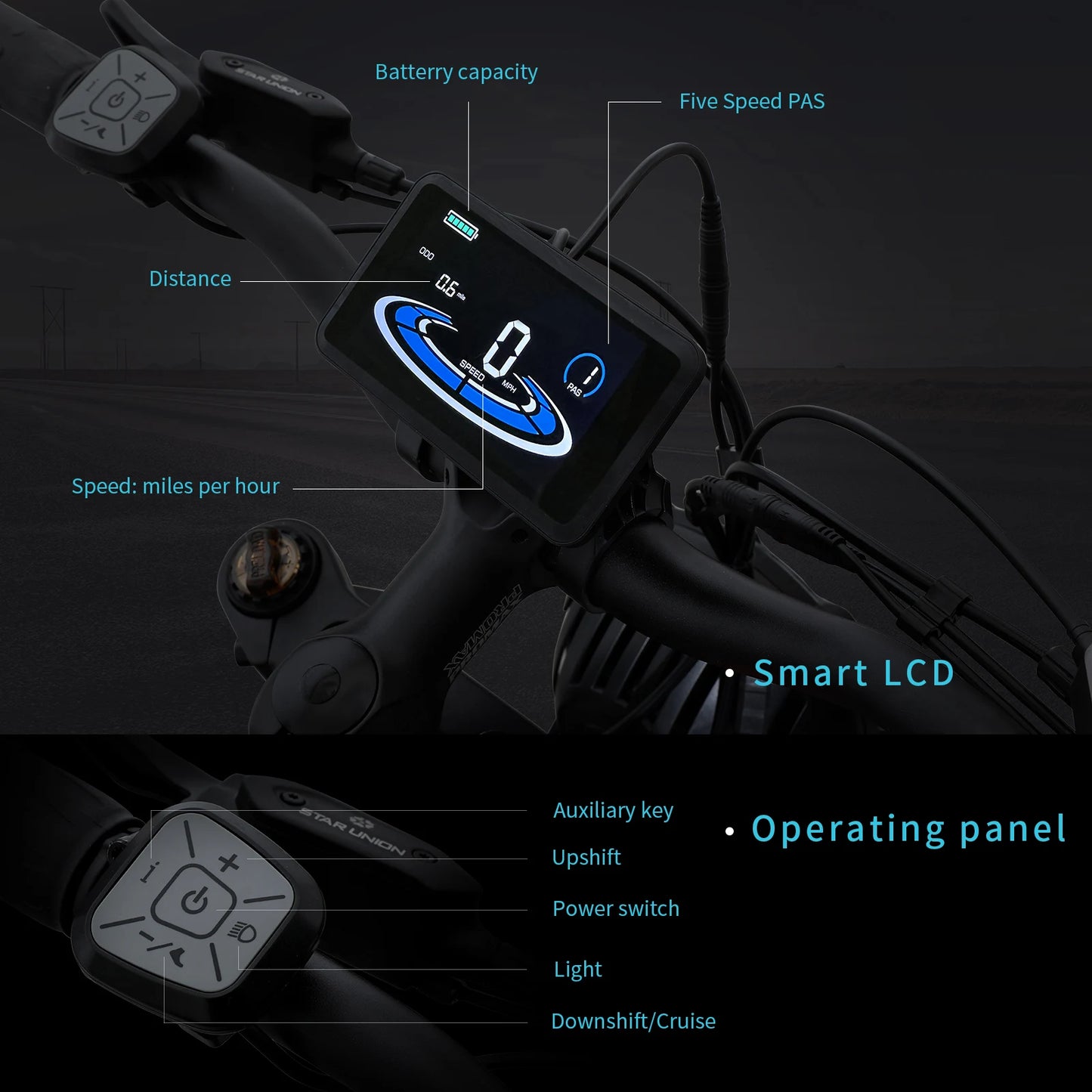 Xtion Electric Mountain Bike 1200W 48V 15.6Ah 45Mile Class 3 E-Bike, 20" Fat Tire All-Terrain Bike with LCD Display UL Certified