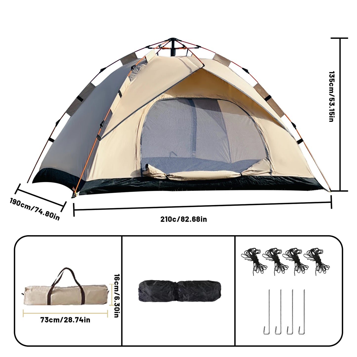 Pakicetus Family Camping Tent Windproof Easy Setup