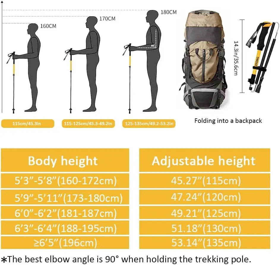 XMSJ Foldable Telescopic Hiking Poles Ultralight Aluminum Trekking