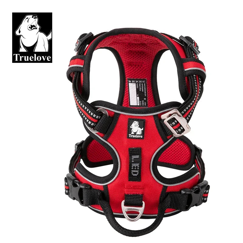 TRUELOVECN Reflective Nylon Dog Harness No Pull Adjustable