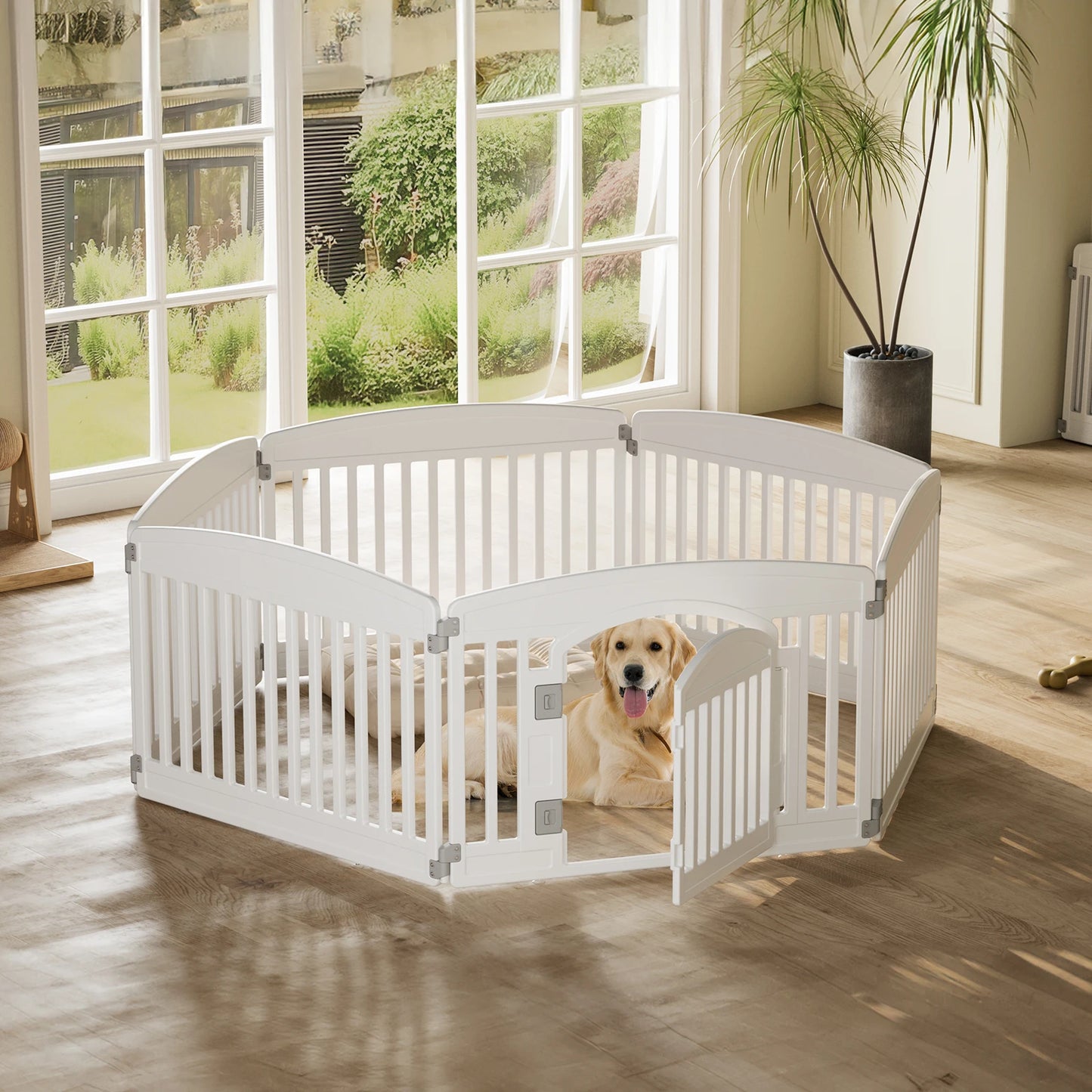JHK Plastic Dog Playpen 6 Panel Durable Indoor Outdoor Fence