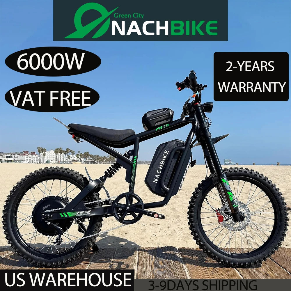 R3 6000W Electric Dirt Bike 60V 25Ah Dual Hydraulic Brakes