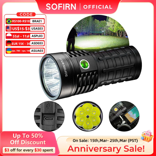 Sofirn Q8 Plus LED Flashlight 16000lm Anduril 2.0 USB Rechargeable