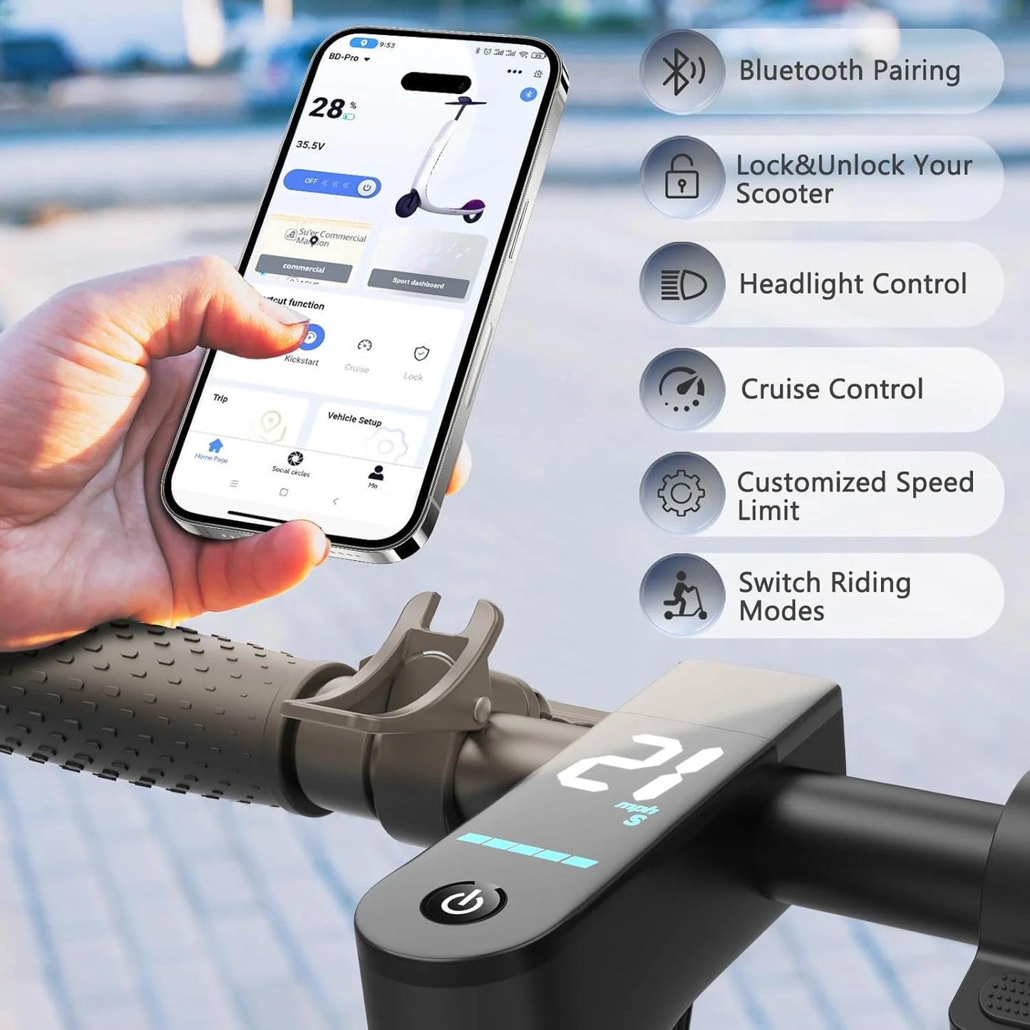 Ladped LP10 Electric Scooter 500W 22MPH Folding With App Control