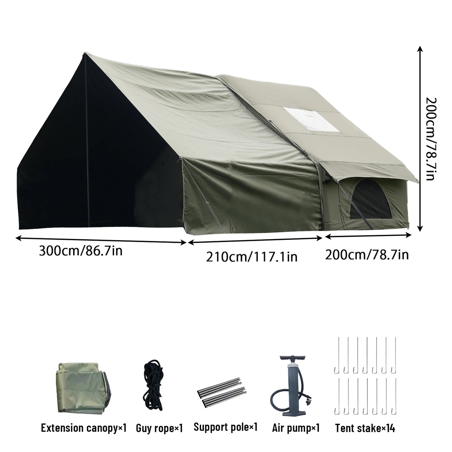Pakicetus Inflatable Tent With Skylight Quick Setup Four To Six
