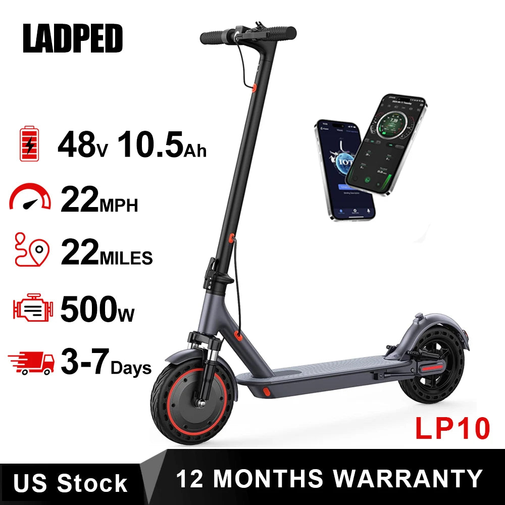 Ladped LP10 Electric Scooter 500W 22MPH Folding With App Control