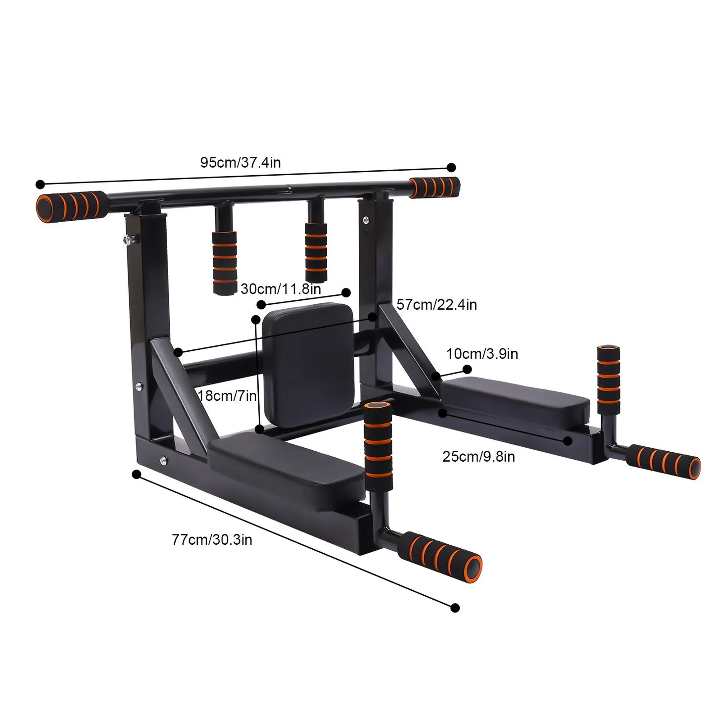 Pull Up Bar Dip Station Wall Mount For Home Gym