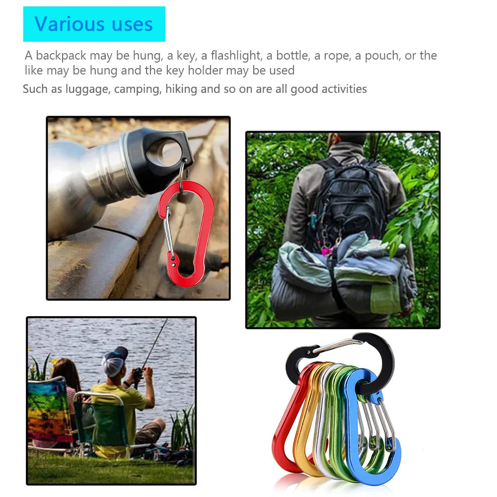 Aluminum Alloy Carabiner Keychain 6Pcs Outdoor Camping Climbing Gear