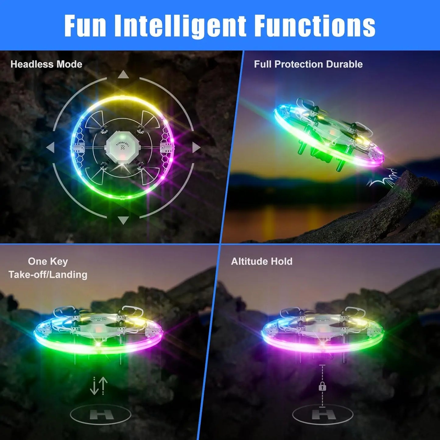 HighPerformance RC Drone for Kids LED Lights 360 Flip