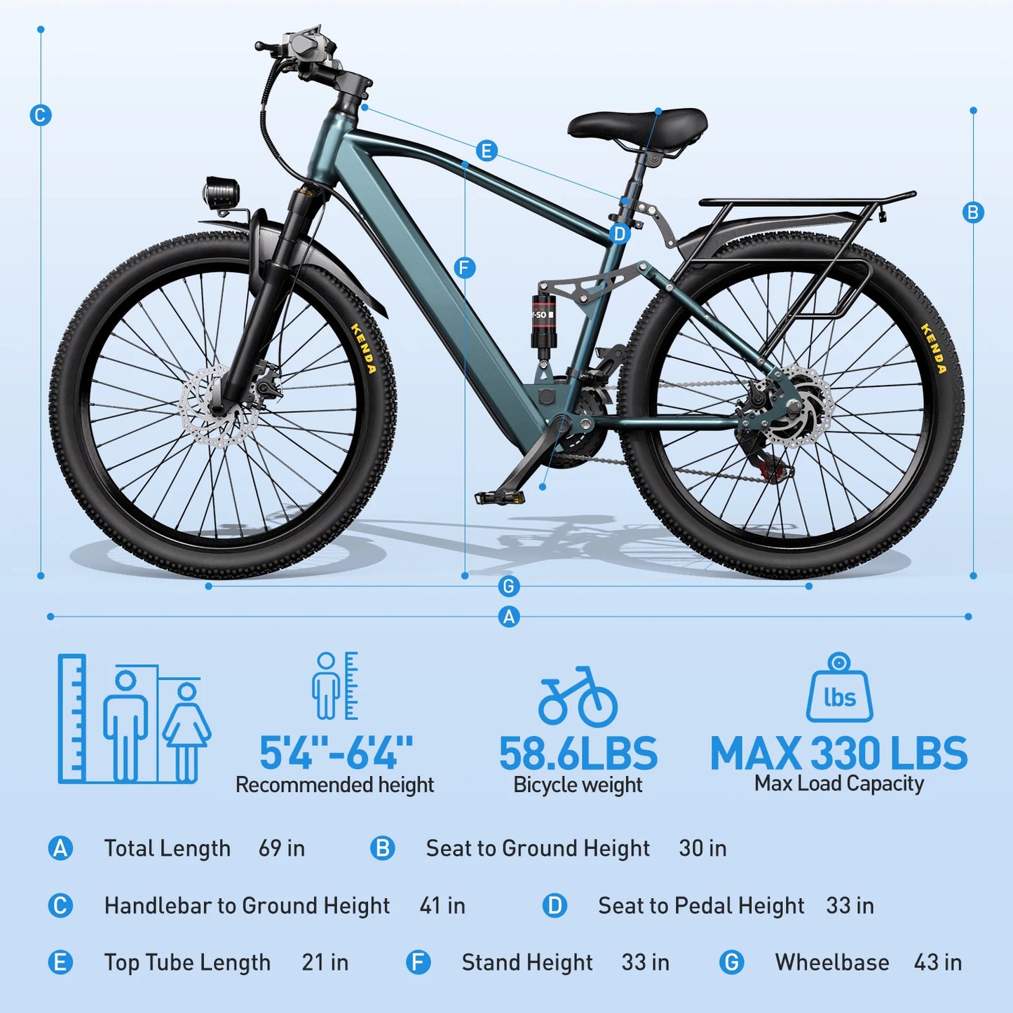 Electric Mountain Bike for Adults 36V 500W 21 Speed Ebike
