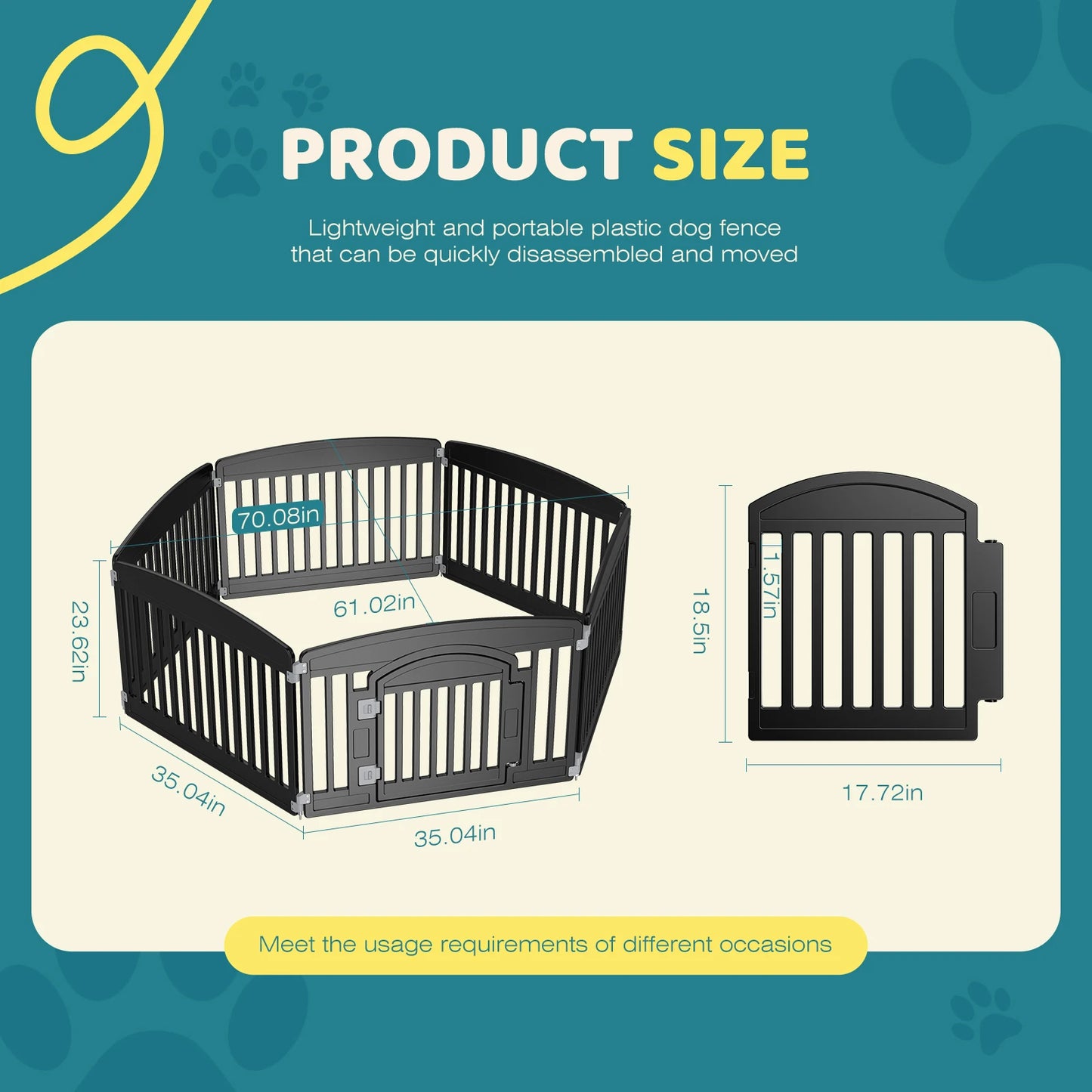 JHK Plastic Dog Playpen 6 Panel Durable Indoor Outdoor Fence