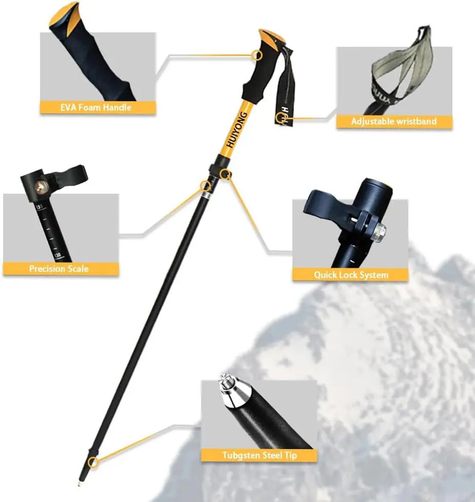 XMSJ Foldable Telescopic Hiking Poles Ultralight Aluminum Trekking