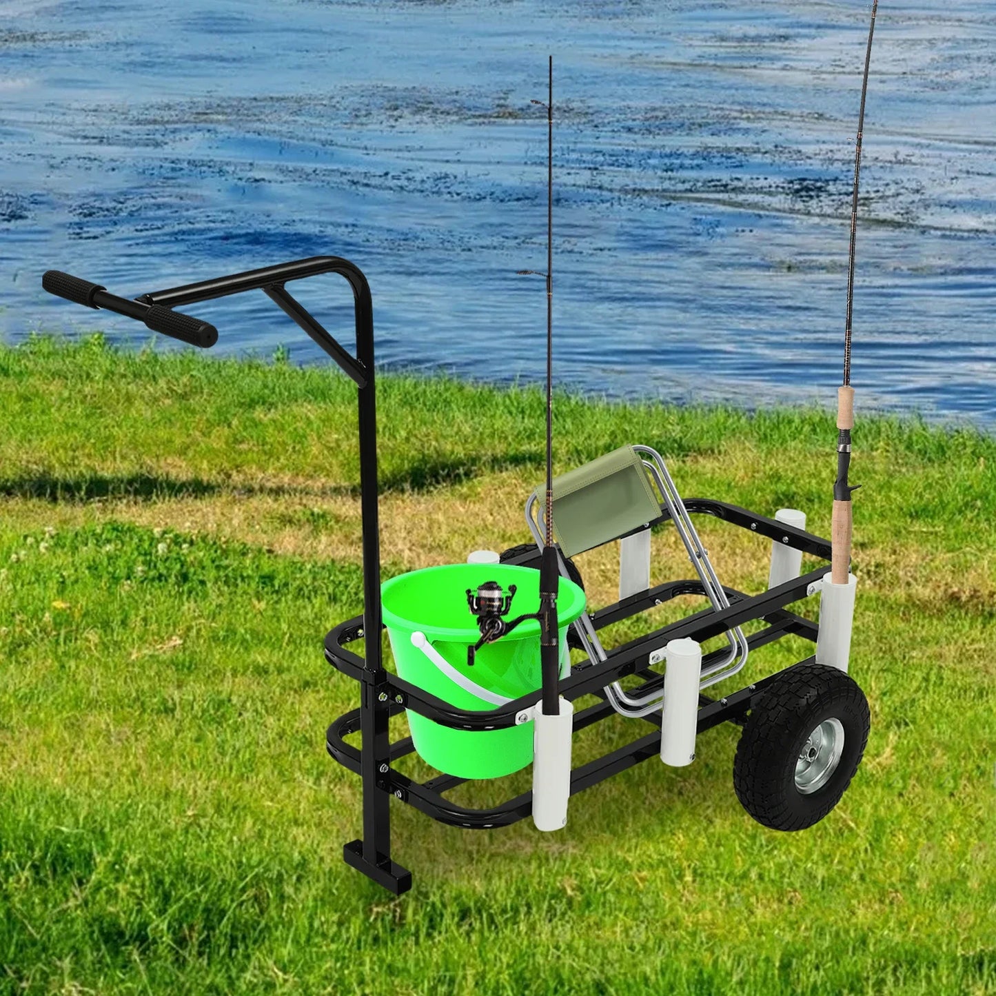 Beach Fishing Cart With Two Large Wheels And Carbon Steel