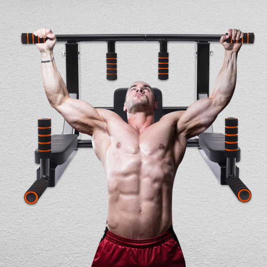 Pull Up Bar Dip Station Wall Mount For Home Gym