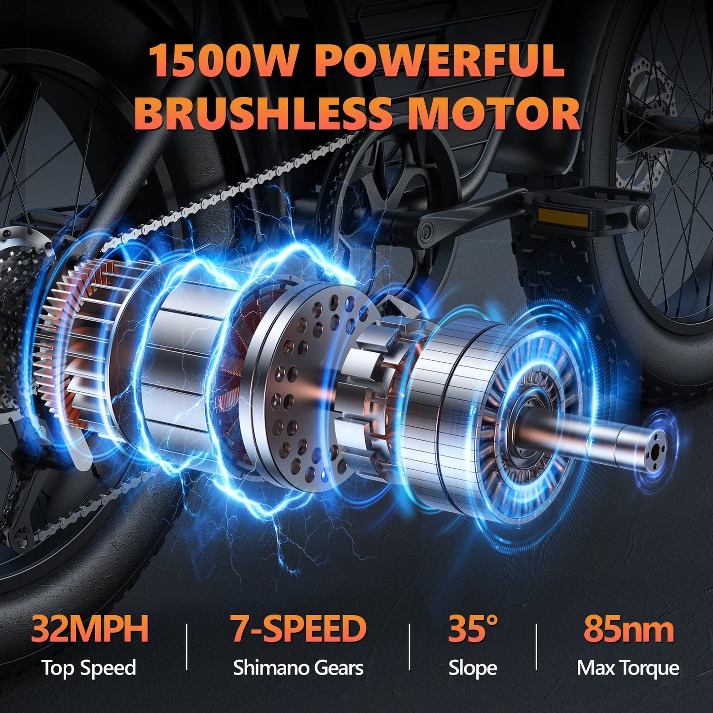 Kickwey K7 Electric Mountain Bike 1500W 48V 7 Speed